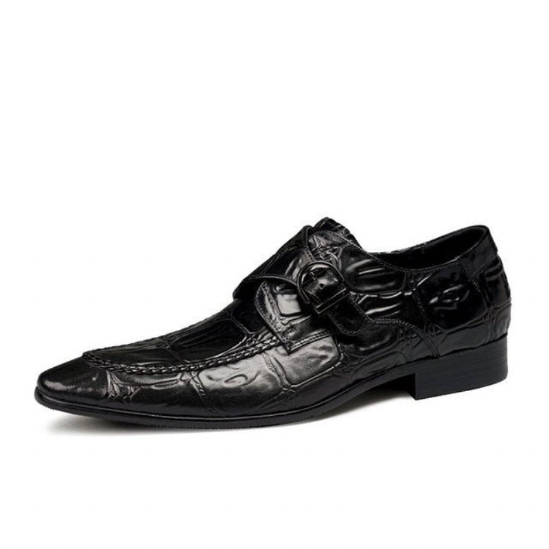 Formelle Herrenschuhe Exotische Slip-on-brogues Mit Spitzer Zehenpartie - Schwarz