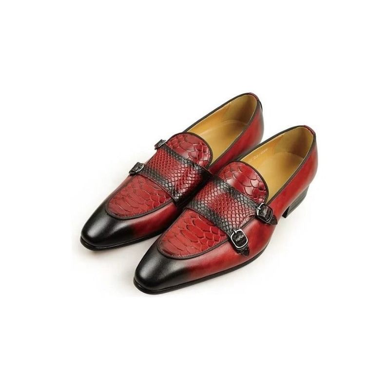 Formelle Herrenschuhe Exotische Slip-on-loafer Mit Metallkappe - Rot