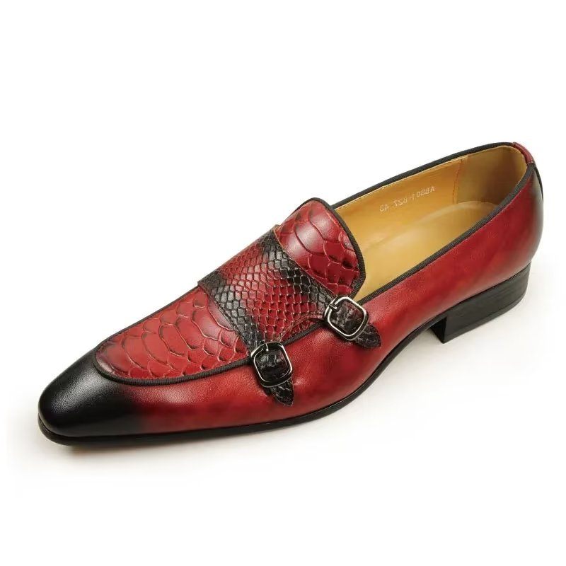 Formelle Herrenschuhe Exotische Slip-on-loafer Mit Metallkappe - Rot