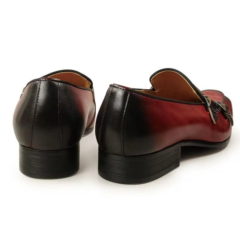 Formelle Herrenschuhe Exotische Slip-on-loafer Mit Metallkappe - Rot