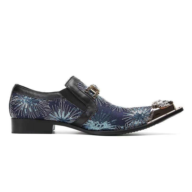 Formelle Herrenschuhe Exotische Slip-on-schuhe Mit Spitzer Zehenpartie - Blau