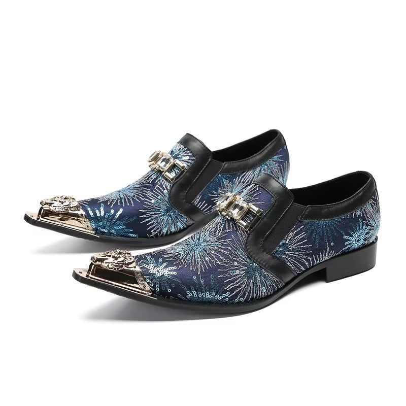 Formelle Herrenschuhe Exotische Slip-on-schuhe Mit Spitzer Zehenpartie - Blau