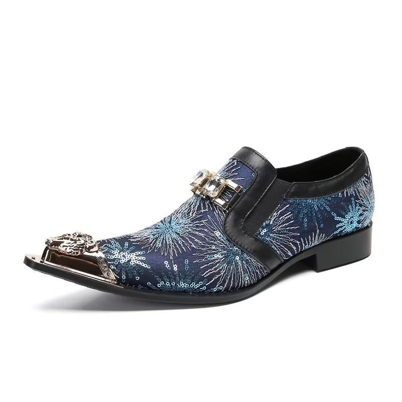 Formelle Herrenschuhe Exotische Slip-on-schuhe Mit Spitzer Zehenpartie - Blau