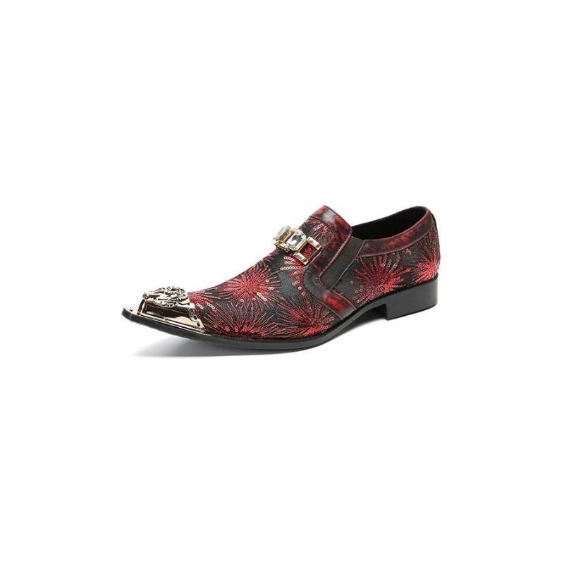 Formelle Herrenschuhe Exotische Slip-on-schuhe Mit Spitzer Zehenpartie - Rot