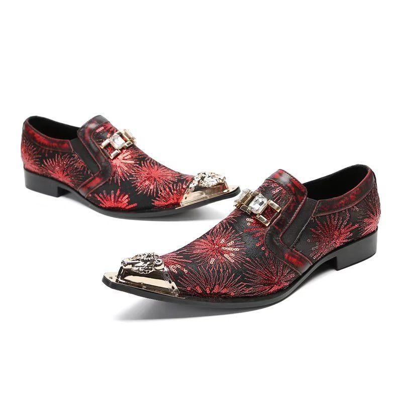 Formelle Herrenschuhe Exotische Slip-on-schuhe Mit Spitzer Zehenpartie - Rot