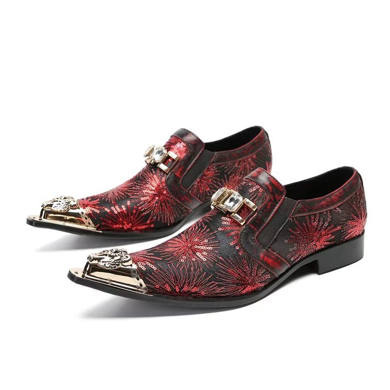 Formelle Herrenschuhe Exotische Slip-on-schuhe Mit Spitzer Zehenpartie - Rot