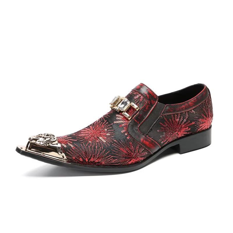 Formelle Herrenschuhe Exotische Slip-on-schuhe Mit Spitzer Zehenpartie - Rot