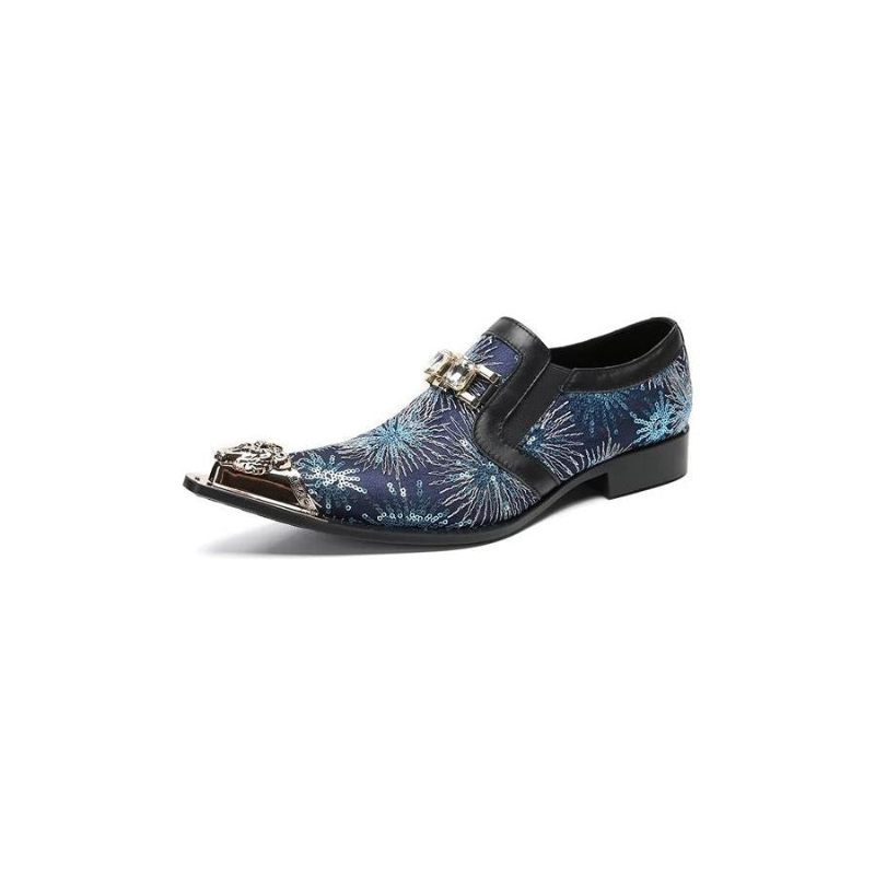 Formelle Herrenschuhe Exotische Slip-on-schuhe Mit Spitzer Zehenpartie - Blau