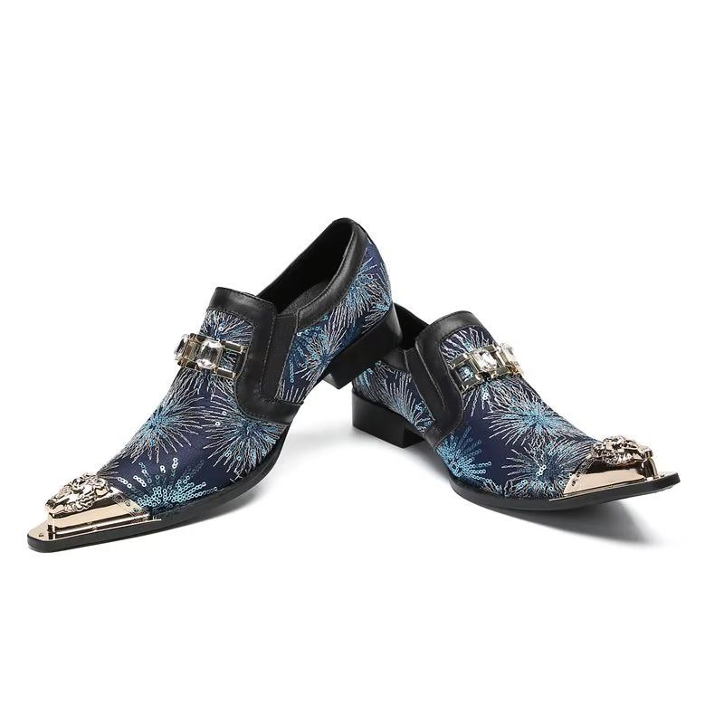 Formelle Herrenschuhe Exotische Slip-on-schuhe Mit Spitzer Zehenpartie - Blau