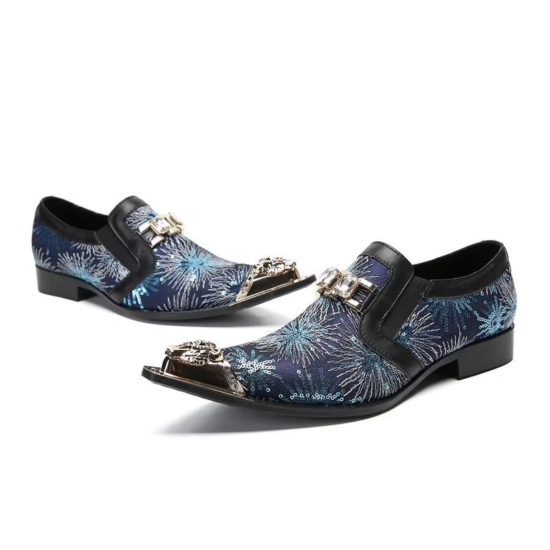 Formelle Herrenschuhe Exotische Slip-on-schuhe Mit Spitzer Zehenpartie - Blau