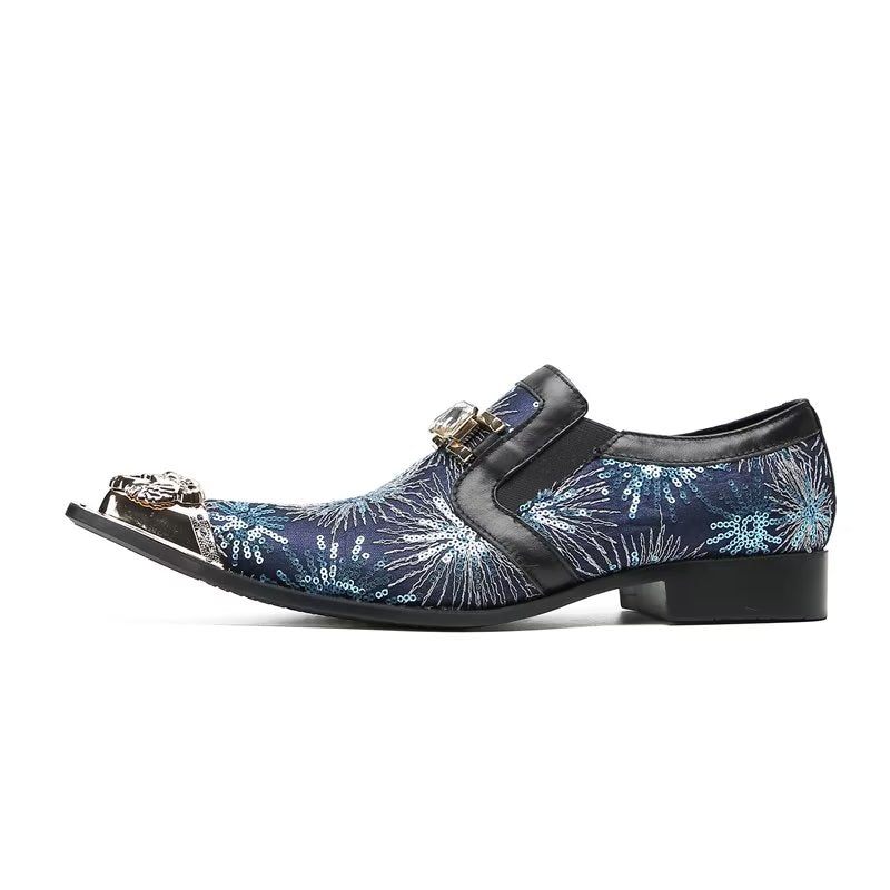 Formelle Herrenschuhe Exotische Slip-on-schuhe Mit Spitzer Zehenpartie - Blau