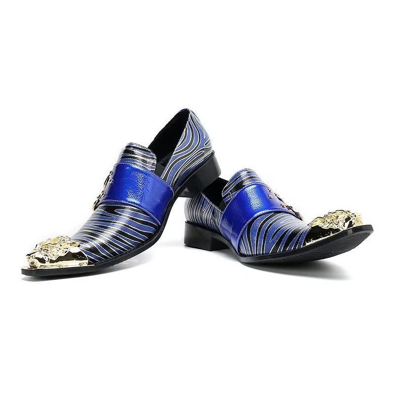 Formelle Herrenschuhe Exotisches Leder Quadratische Zehenpartie Monkstraps - Blau