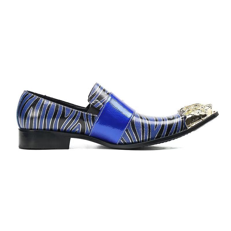 Formelle Herrenschuhe Exotisches Leder Quadratische Zehenpartie Monkstraps - Blau