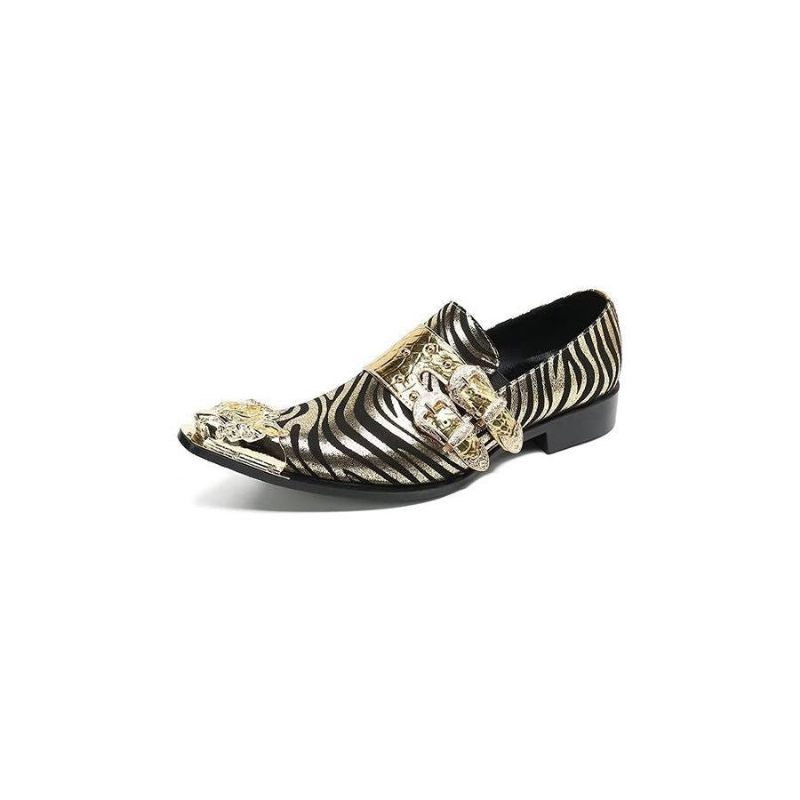 Formelle Herrenschuhe Exotisches Leder Quadratische Zehenpartie Monkstraps - Gold