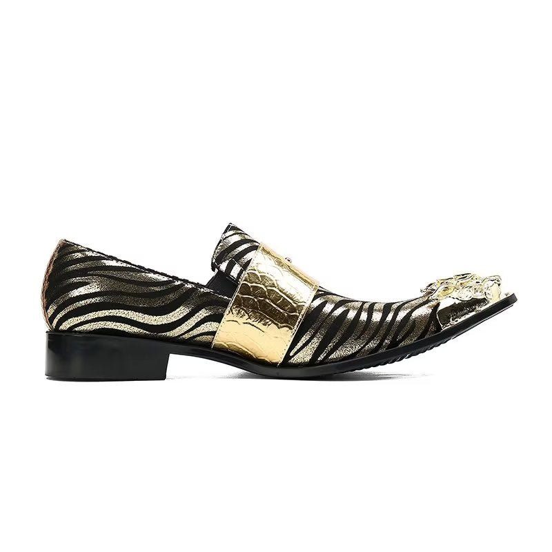 Formelle Herrenschuhe Exotisches Leder Quadratische Zehenpartie Monkstraps - Gold