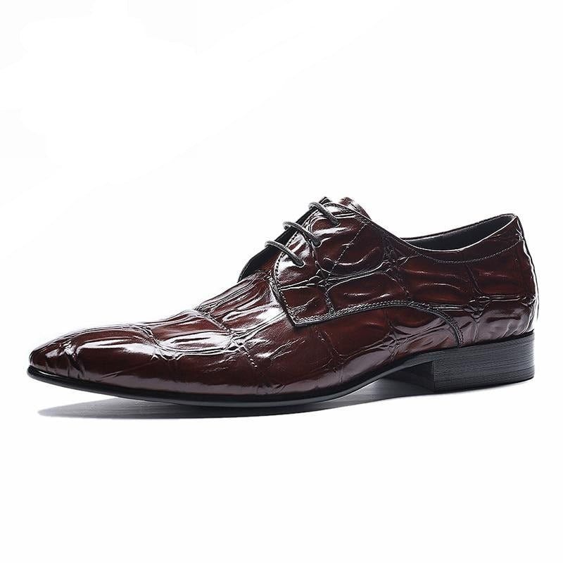 Formelle Herrenschuhe Exquisite Brogue-kleiderschuhe Mit Spitzer Spitze Zum Schnüren - Rot