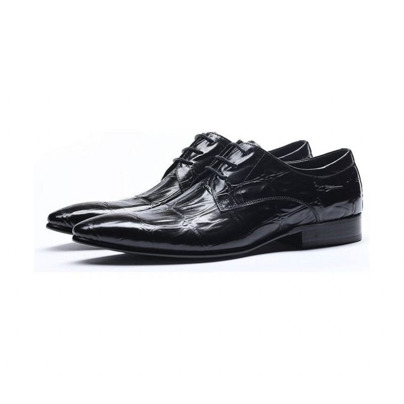 Formelle Herrenschuhe Exquisite Brogue-kleiderschuhe Mit Spitzer Spitze Zum Schnüren - Schwarz