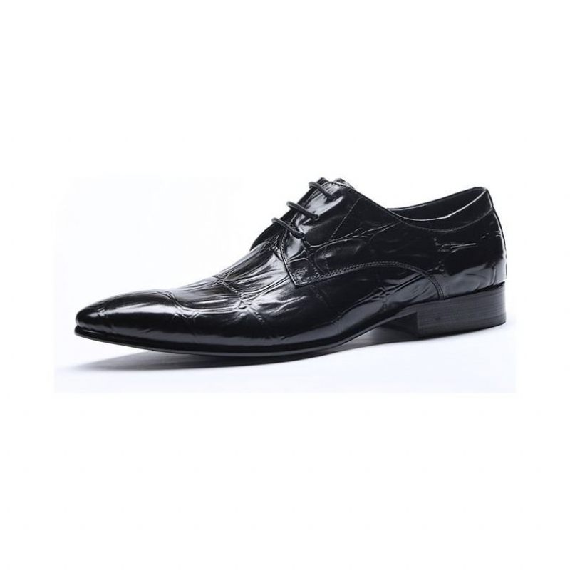 Formelle Herrenschuhe Exquisite Brogue-kleiderschuhe Mit Spitzer Spitze Zum Schnüren - Schwarz