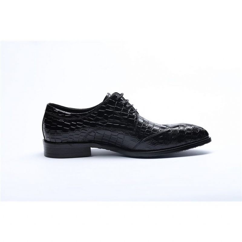 Formelle Herrenschuhe Exquisite Brogue-schuhe Aus Krokodilleder - Schwarz