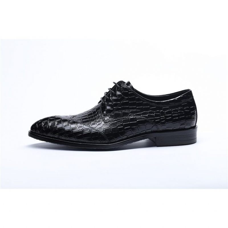 Formelle Herrenschuhe Exquisite Brogue-schuhe Aus Krokodilleder - Schwarz