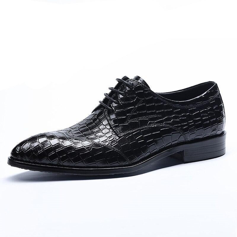 Formelle Herrenschuhe Exquisite Brogue-schuhe Aus Krokodilleder - Schwarz