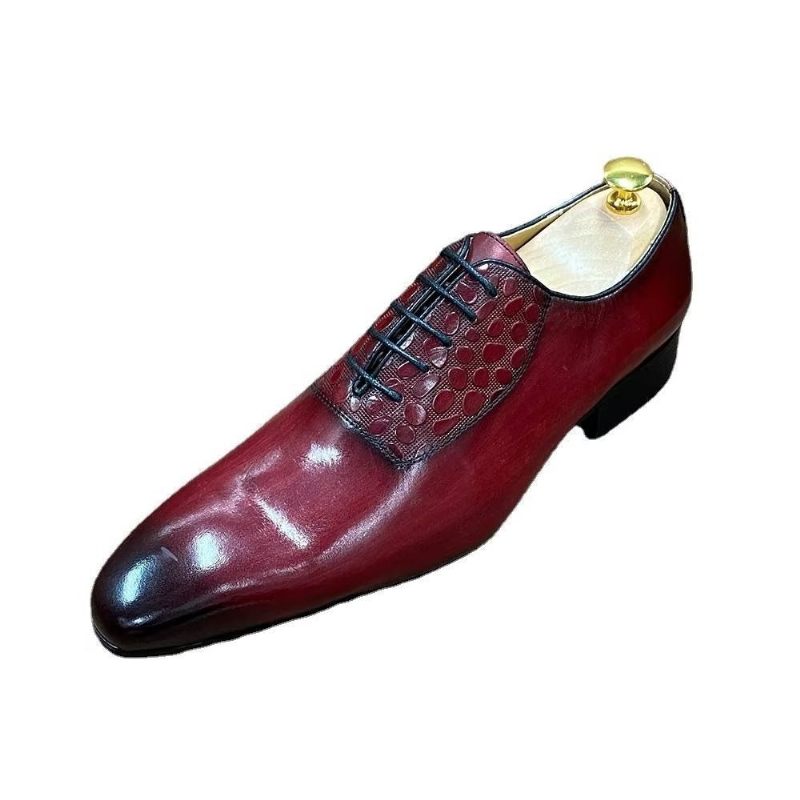 Formelle Herrenschuhe Exquisite Business-schuhe Mit Kroko-struktur - Rot