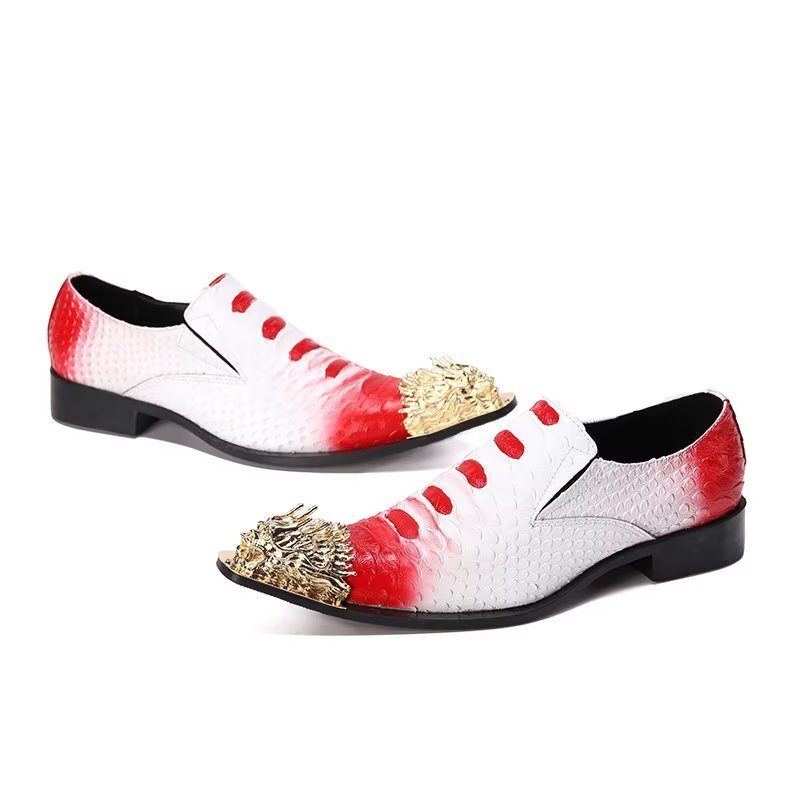 Formelle Herrenschuhe Exquisite Oxford-schuhe Aus Leder Mit Kroko-struktur - Rot