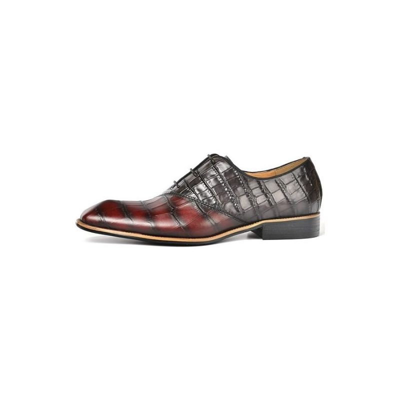 Formelle Herrenschuhe Exquisite Oxford-schuhe Mit Krokodilstruktur - Rot