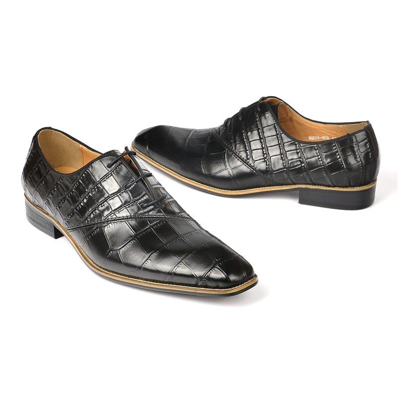 Formelle Herrenschuhe Exquisite Oxford-schuhe Mit Krokodilstruktur - Schwarz