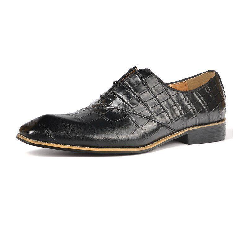 Formelle Herrenschuhe Exquisite Oxford-schuhe Mit Krokodilstruktur - Schwarz