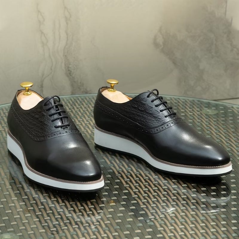 Formelle Herrenschuhe Exquisite Oxford-schuhe Mit Krokodilstruktur - Schwarz