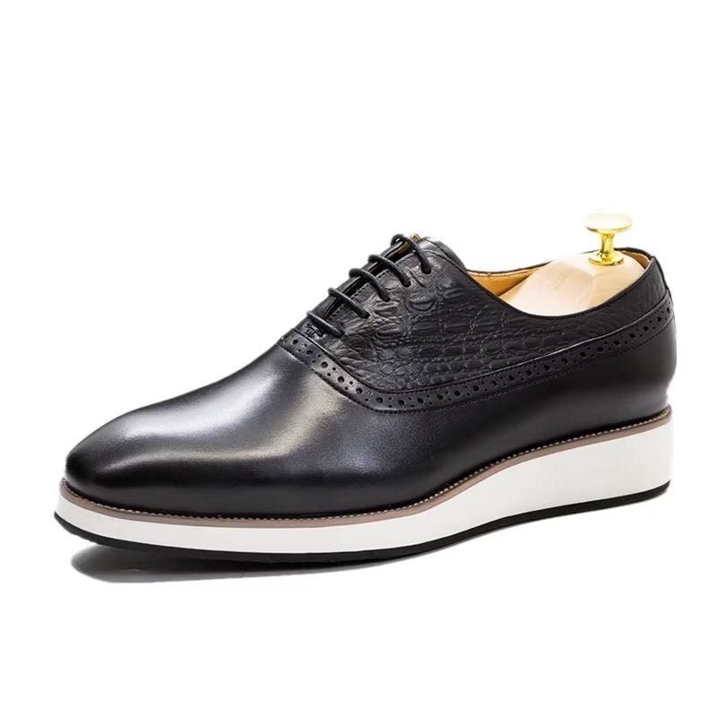 Formelle Herrenschuhe Exquisite Oxford-schuhe Mit Krokodilstruktur - Schwarz