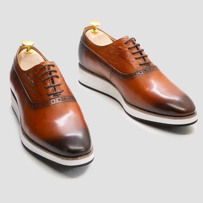 Formelle Herrenschuhe Exquisite Oxford-schuhe Mit Krokodilstruktur - Kaffee