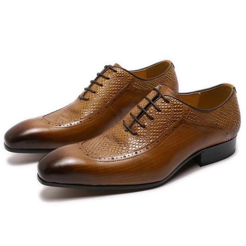 Formelle Herrenschuhe Exquisite Oxford-schuhe Mit Spitzer Zehenpartie - Kaffee