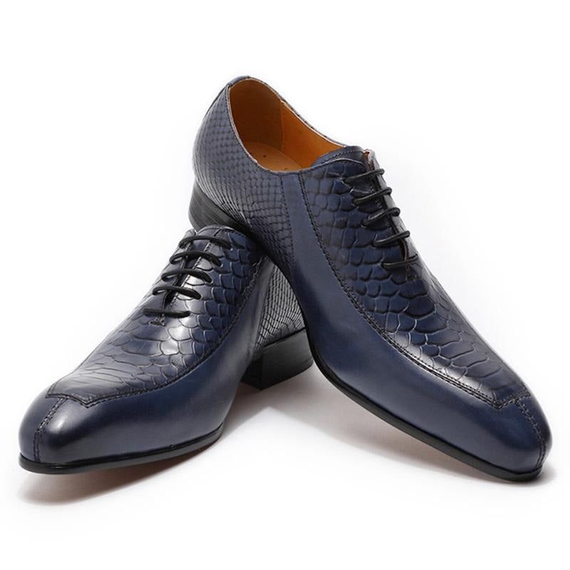 Formelle Herrenschuhe Exquisite Oxford-schuhe Mit Spitzer Zehenpartie - Blau