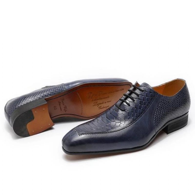 Formelle Herrenschuhe Exquisite Oxford-schuhe Mit Spitzer Zehenpartie - Blau