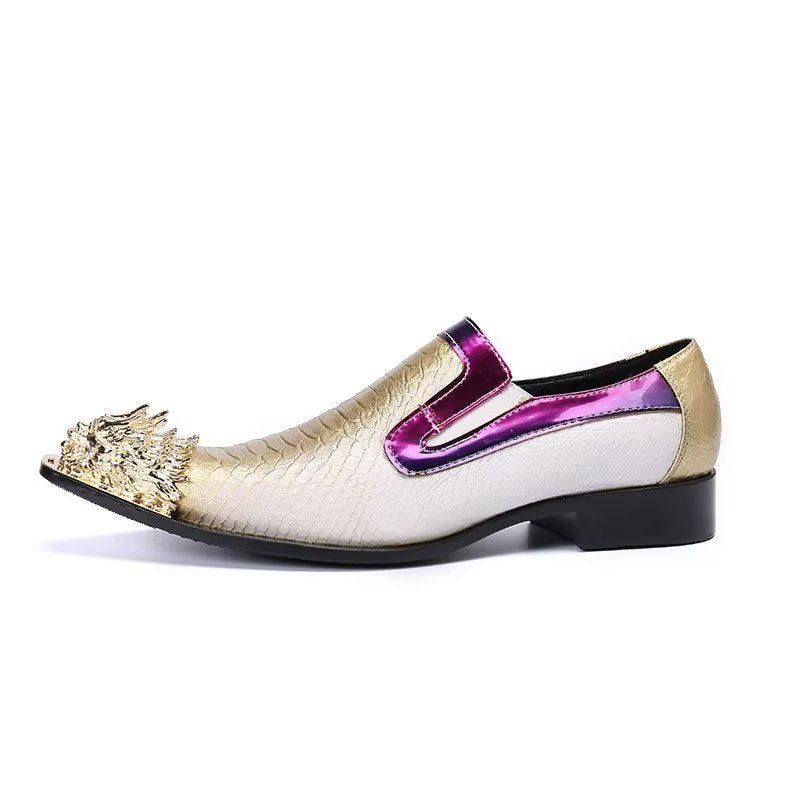 Formelle Herrenschuhe Exquisite Slip-on-schuhe Aus Leder Mit Krokodilstruktur - Weiß