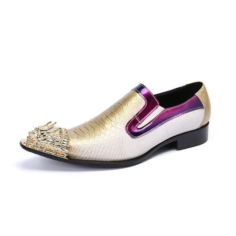 Formelle Herrenschuhe Exquisite Slip-on-schuhe Aus Leder Mit Krokodilstruktur - Weiß