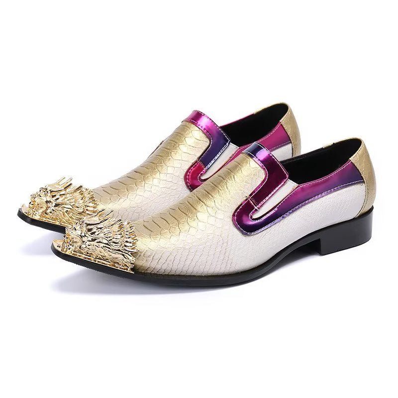 Formelle Herrenschuhe Exquisite Slip-on-schuhe Aus Leder Mit Krokodilstruktur - Weiß