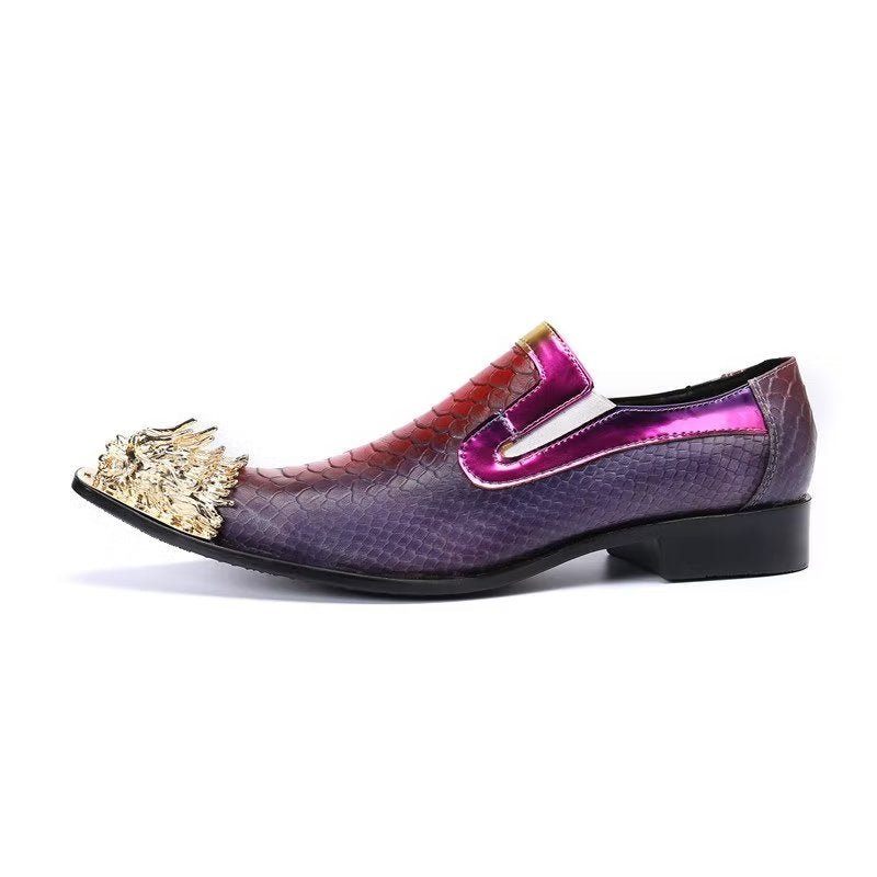 Formelle Herrenschuhe Exquisite Slip-on-schuhe Aus Leder Mit Krokodilstruktur - Lila