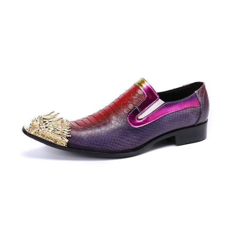 Formelle Herrenschuhe Exquisite Slip-on-schuhe Aus Leder Mit Krokodilstruktur - Lila