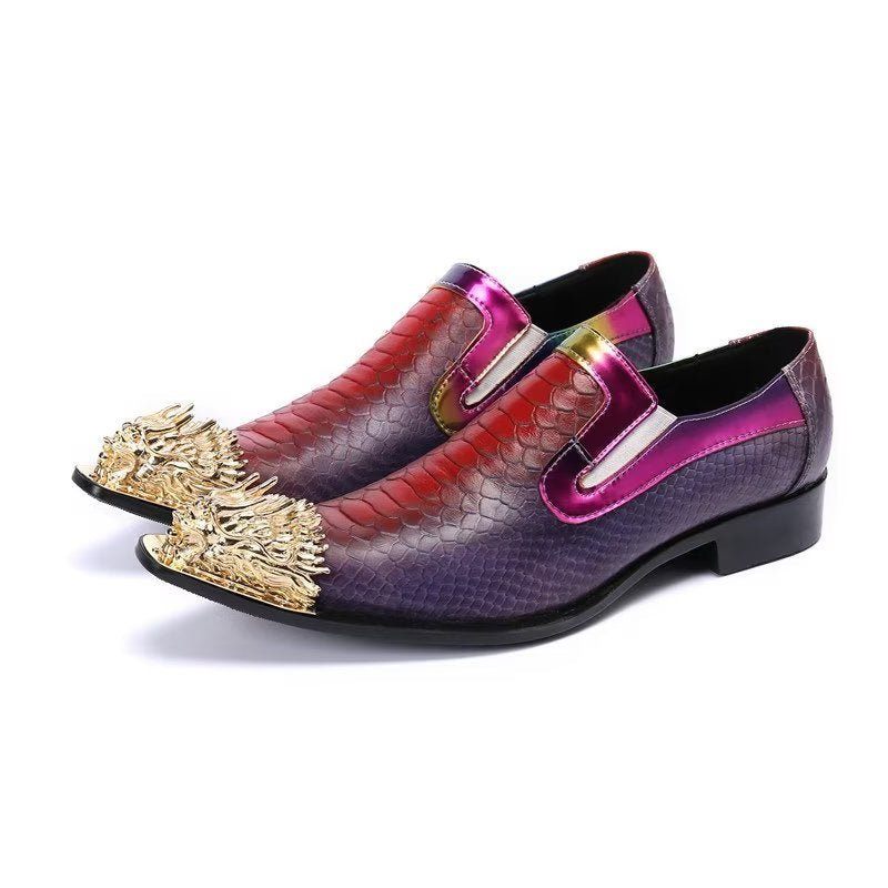 Formelle Herrenschuhe Exquisite Slip-on-schuhe Aus Leder Mit Krokodilstruktur - Lila