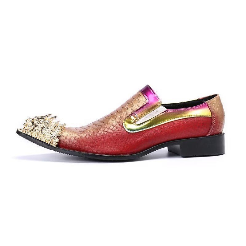 Formelle Herrenschuhe Exquisite Slip-on-schuhe Aus Leder Mit Krokodilstruktur - Rot