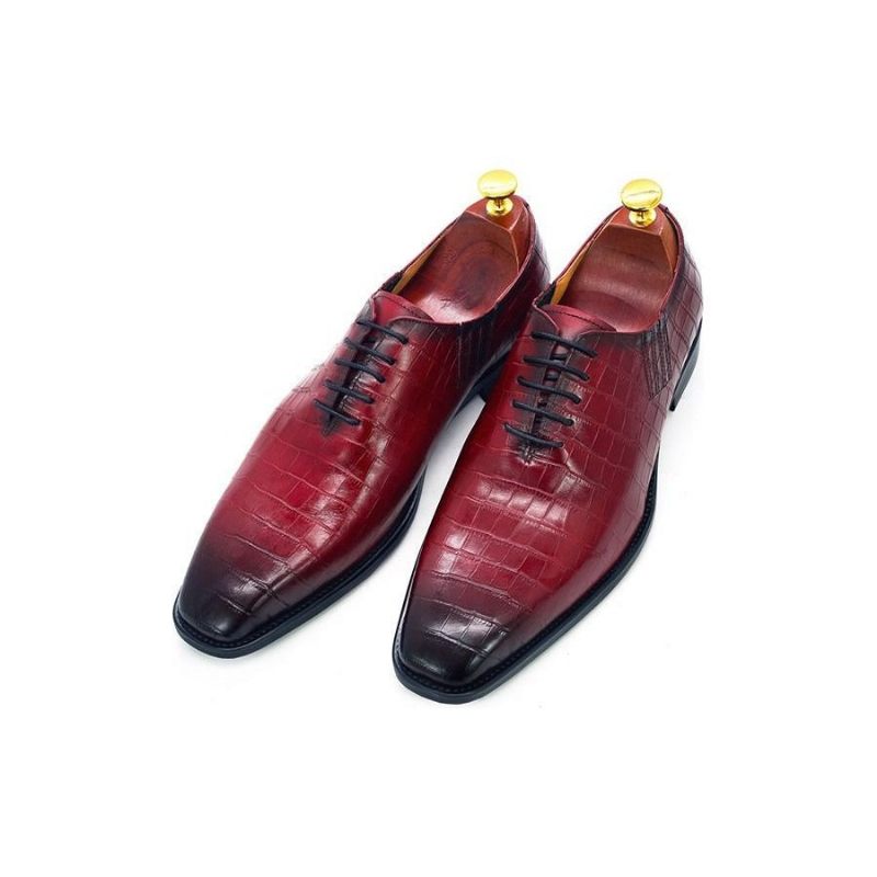 Formelle Herrenschuhe Exquisites Krokodilmuster Spitzer Zehenbereich Oxford - Rot