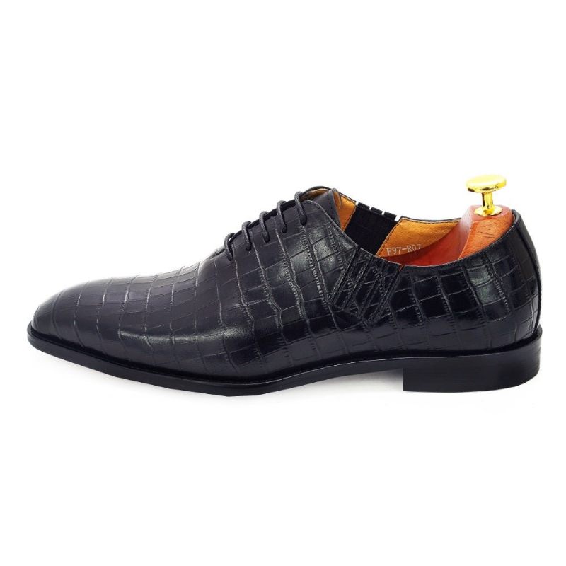 Formelle Herrenschuhe Exquisites Krokodilmuster Spitzer Zehenbereich Oxford - Schwarz