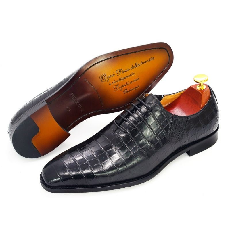 Formelle Herrenschuhe Exquisites Krokodilmuster Spitzer Zehenbereich Oxford - Schwarz