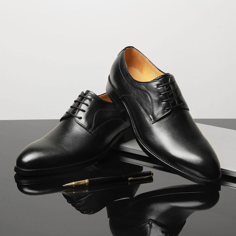 Formelle Herrenschuhe Für Hochzeiten Luxuriöse Spitze Oxfords Aus Exotischem Leder - Schwarz