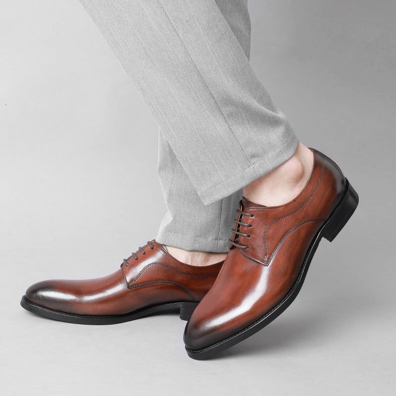 Formelle Herrenschuhe Für Hochzeiten Luxuriöse Spitze Oxfords Aus Exotischem Leder - Kaffee