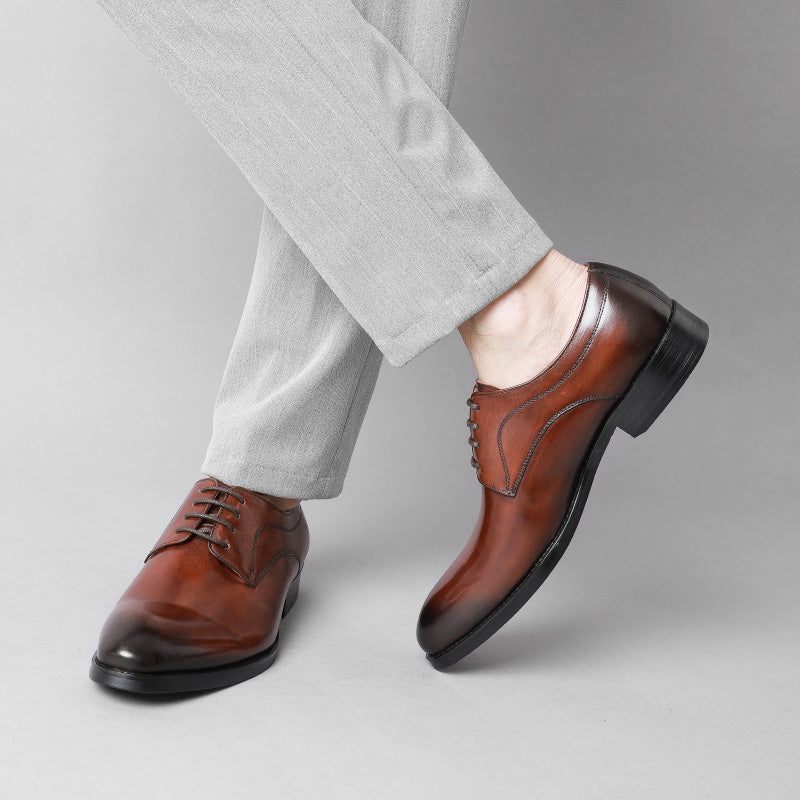 Formelle Herrenschuhe Für Hochzeiten Luxuriöse Spitze Oxfords Aus Exotischem Leder - Kaffee