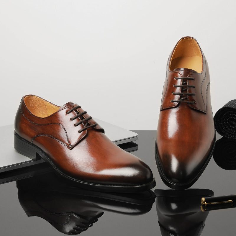 Formelle Herrenschuhe Für Hochzeiten Luxuriöse Spitze Oxfords Aus Exotischem Leder - Kaffee